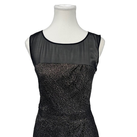 Luca Luca Metallic Mini Dress 100% Silk Sheer Gold Black IT Size 40 - Picture 4 of 10